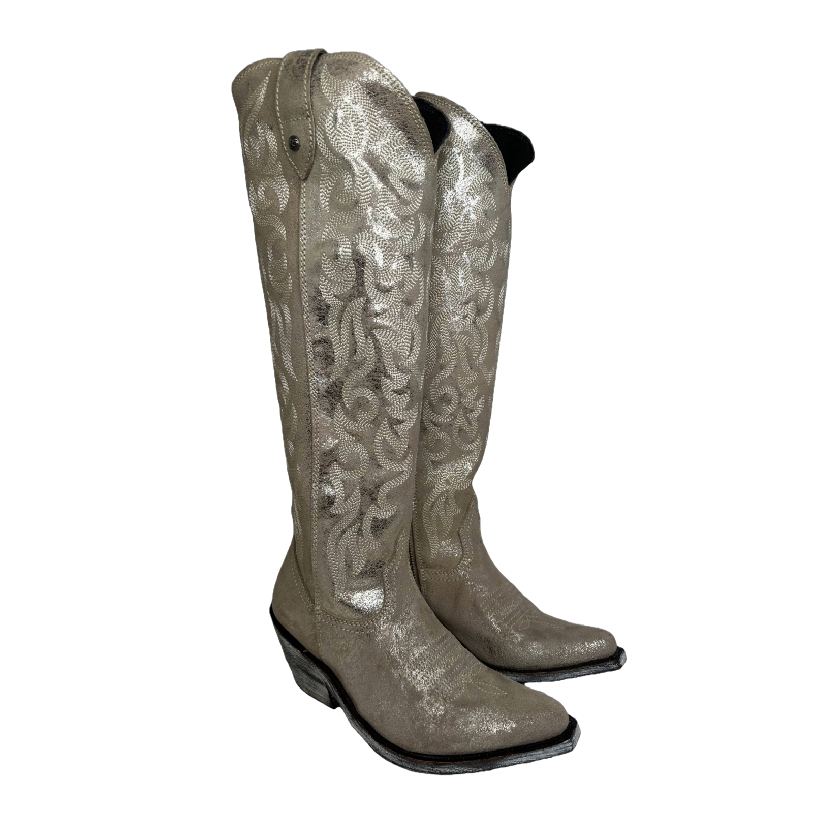 Pre-owned Liberty Black Ladies Gamuza Crack Florentino Round Toe Boots Lb-712988u