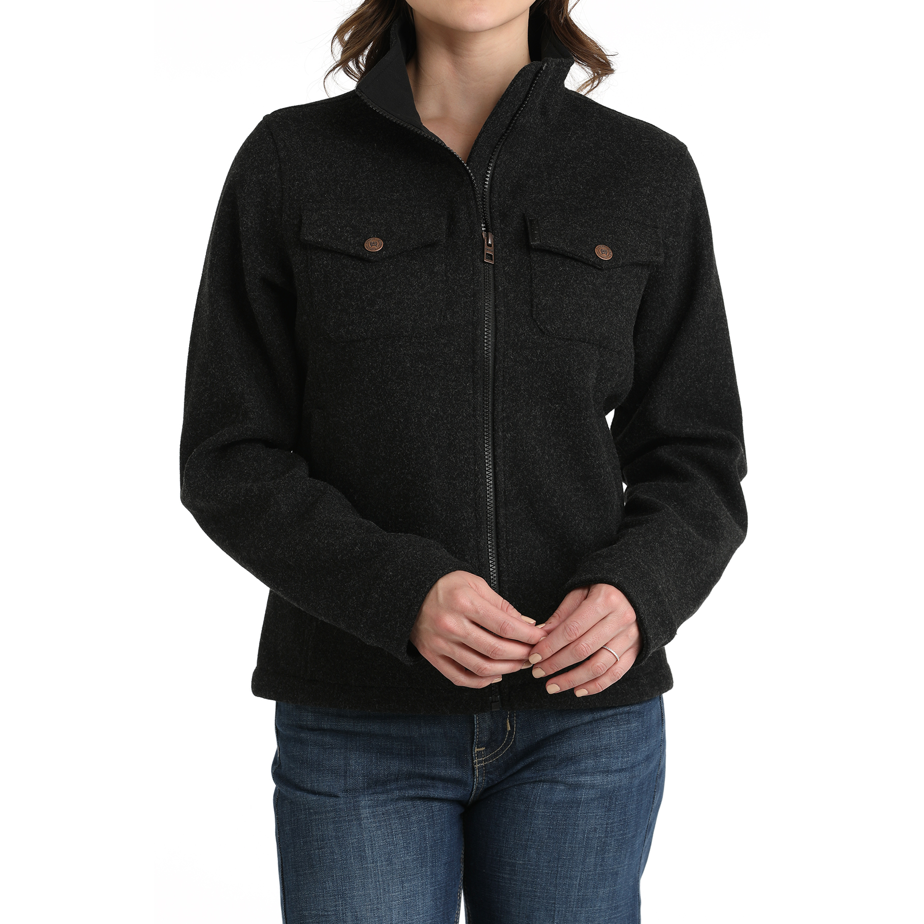 Cinch Ladies Knit Trucker Black Jacket MAJ9904001 - Picture 4 of 21