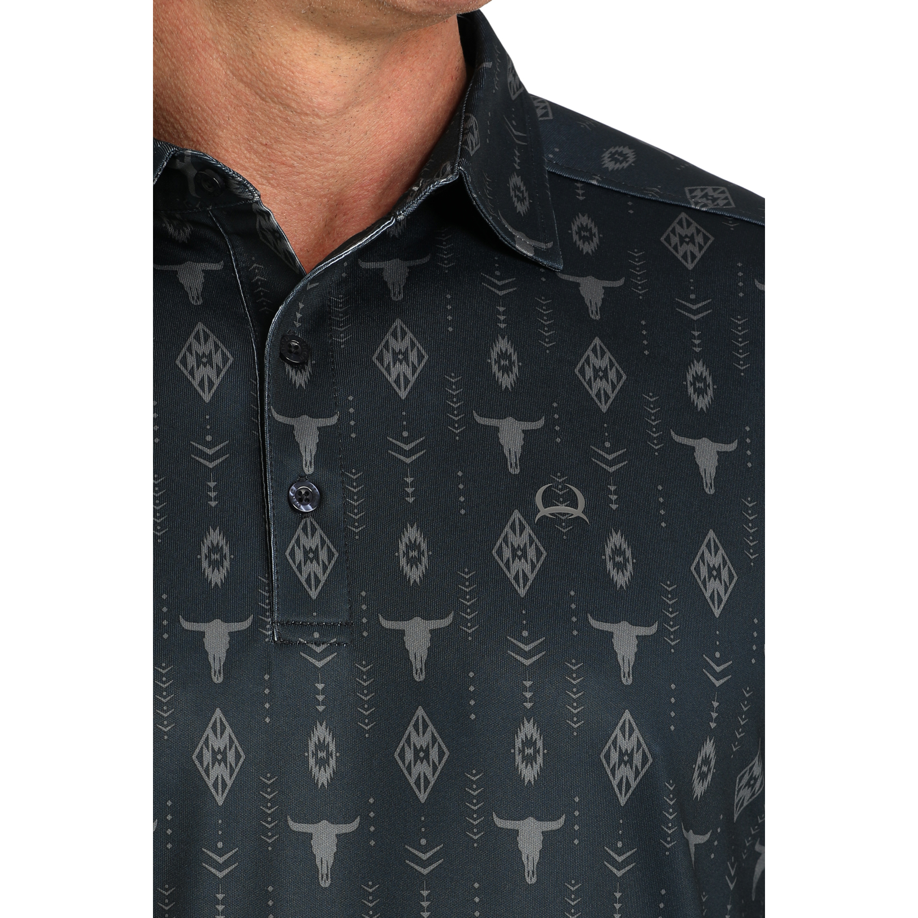 Cinch Men's Arenaflex Skull Print Navy Polo Shirt MTK1865033 - Picture 4 of 12