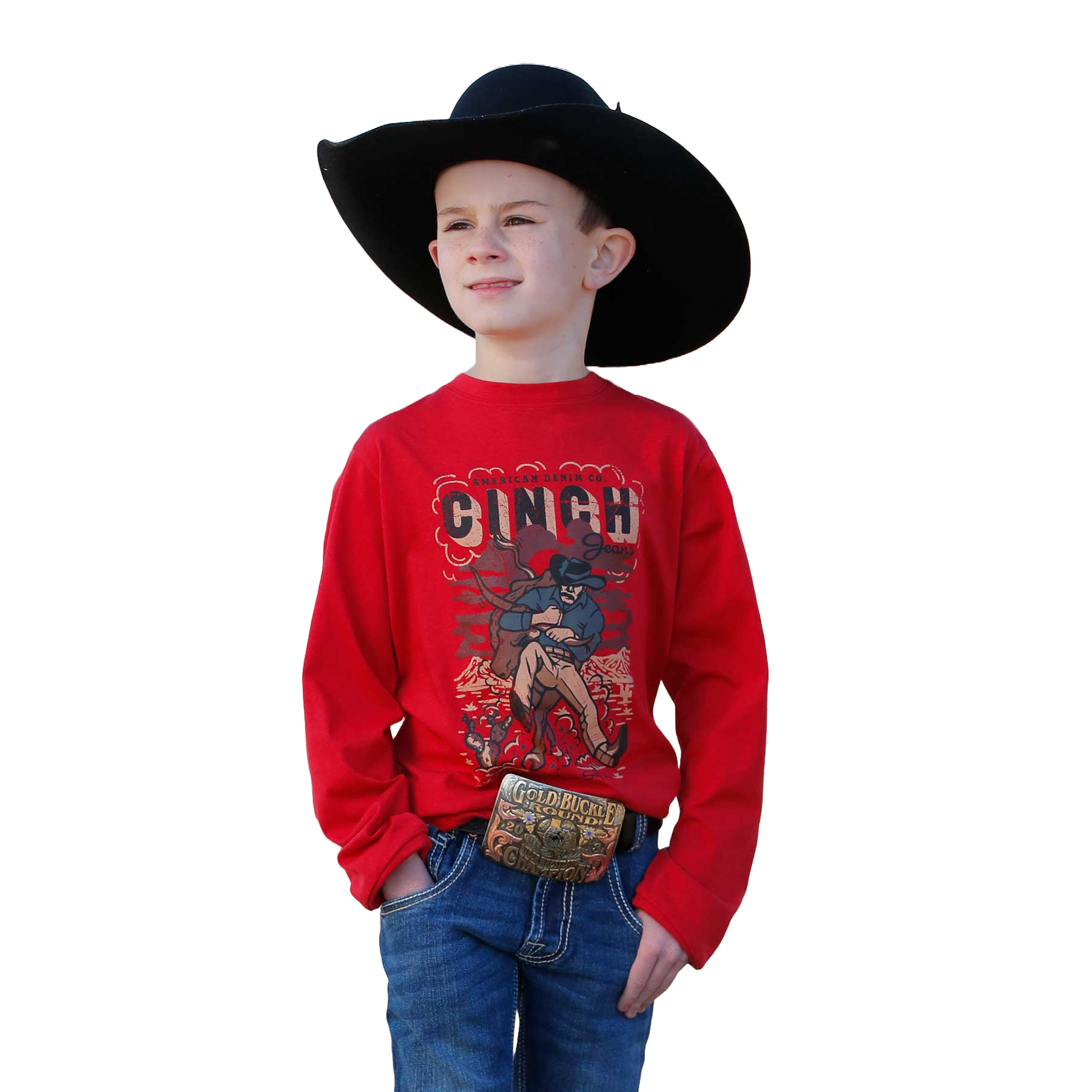 Cinch Youth Boy's Red Bull Dogging Western T-Shirt MTK7630019 - Picture 2 of 5