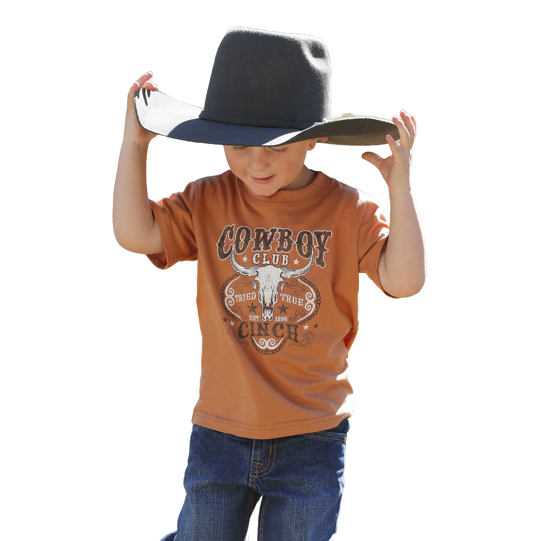 Cinch Youth Boy's Orange Gold Short Sleeve T-Shirt MTK7672058 - Picture 2 of 4