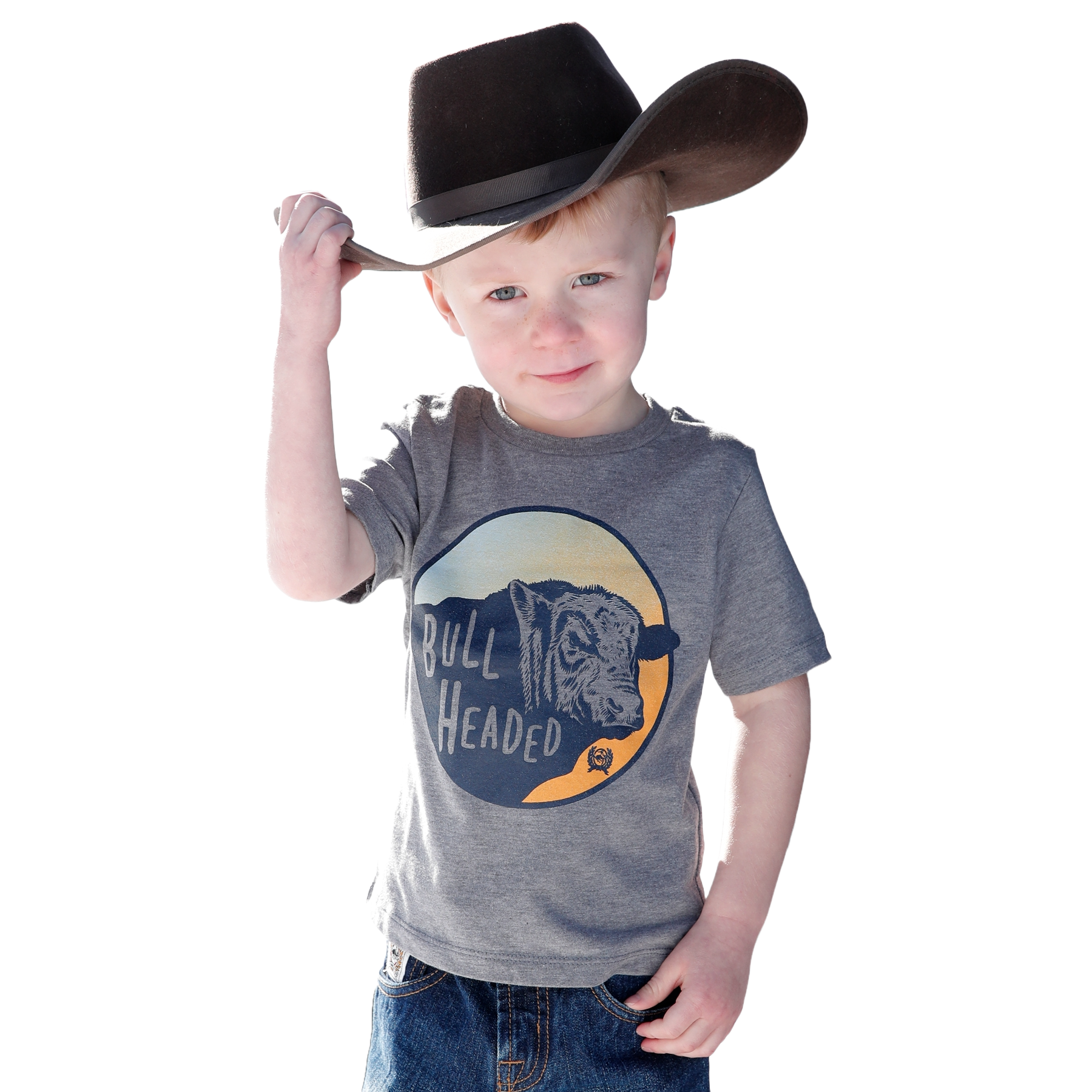 Cinch Toddler Boy's Grey Bull Headed Graphic T-Shirt MTT7671088 - Picture 2 of 4