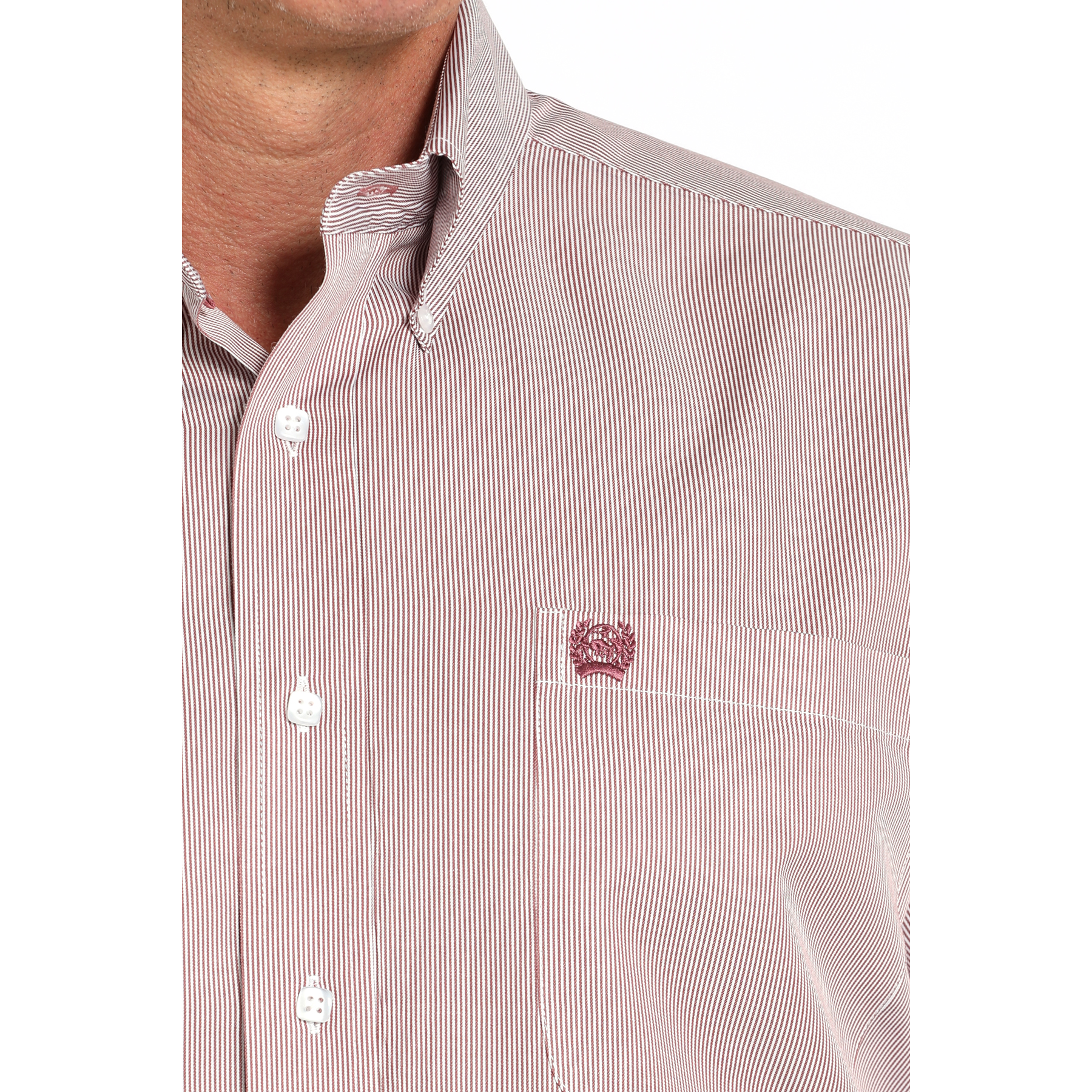 Cinch Men's Pink Stripe Print Tencel Button Down Shirt MTW1105924 - Picture 4 of 14