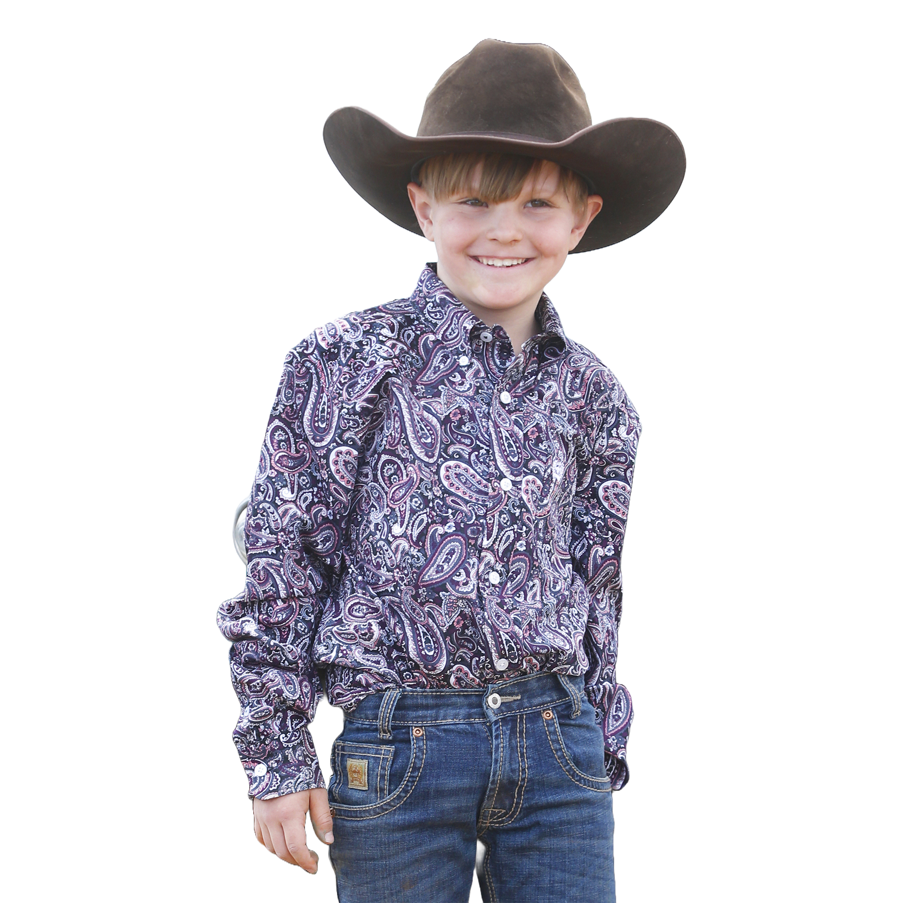 Cinch Youth Boy's Multicolor Paisley Print Button Down Shirt MTW7060378 - Picture 2 of 7