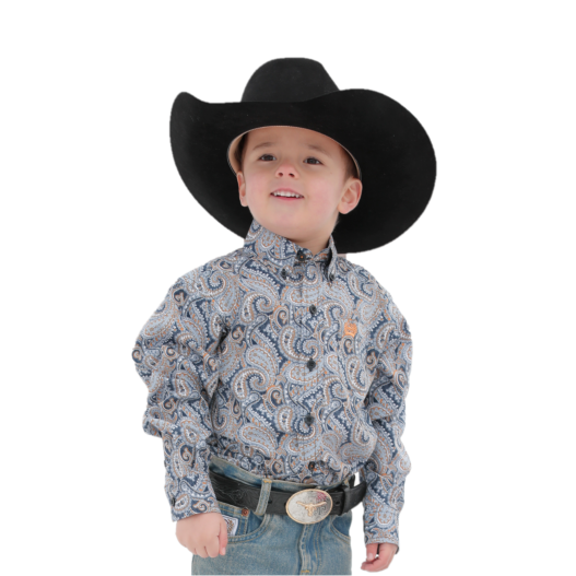 Cinch Youth Boy's Multicolor Paisley Print Button Down Shirt MTW7062336 - Picture 2 of 4