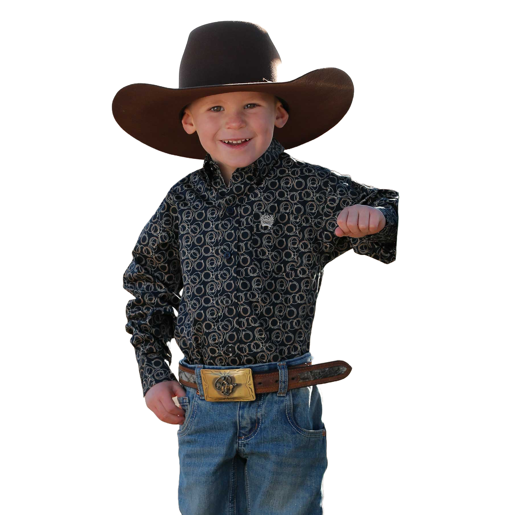 Cinch Infant Boy's Circle Print Navy Button Down Shirt MTW7062363 - Picture 2 of 4