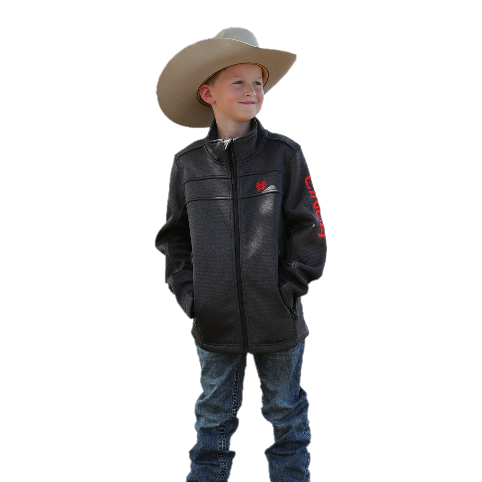 Cinch® Boy's Charcoal Bonded Sweater Jacket MWJ5080001 - Picture 2 of 7