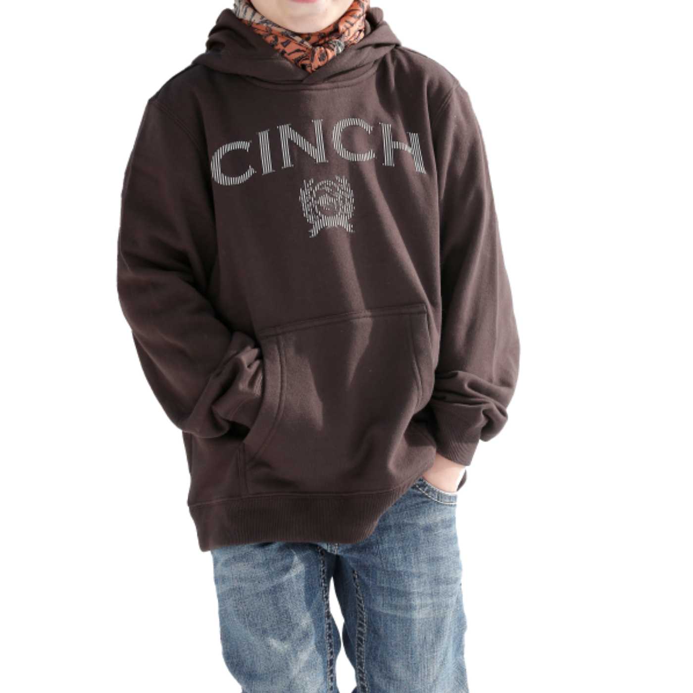 Cinch® Boy's Brown Logo Pullover Hoodie MWK7510005 - Picture 2 of 7