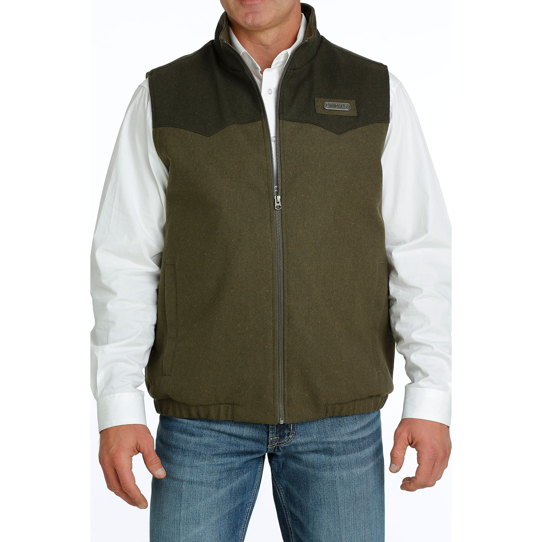 Cinch Men's Olive Green Conceal Carry Wooly Vest MWV1543009 - Picture 2 of 10