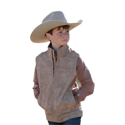 Cinch Youth Boy's Khaki Suede Bonded Vest MWV5510001 - Picture 2 of 7