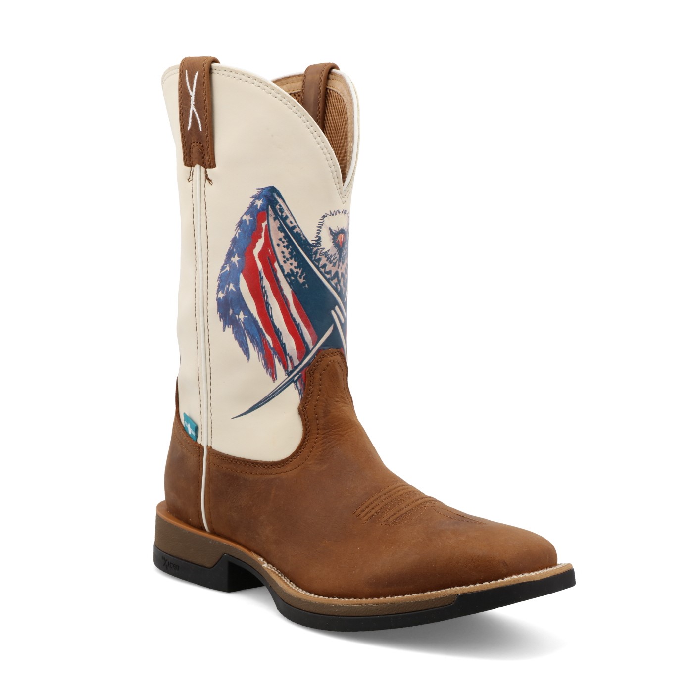 Twisted X Men's Tech X Pecan with Red, White, and Blue Square Toe Boots MXWW002 - Picture 41 of 60