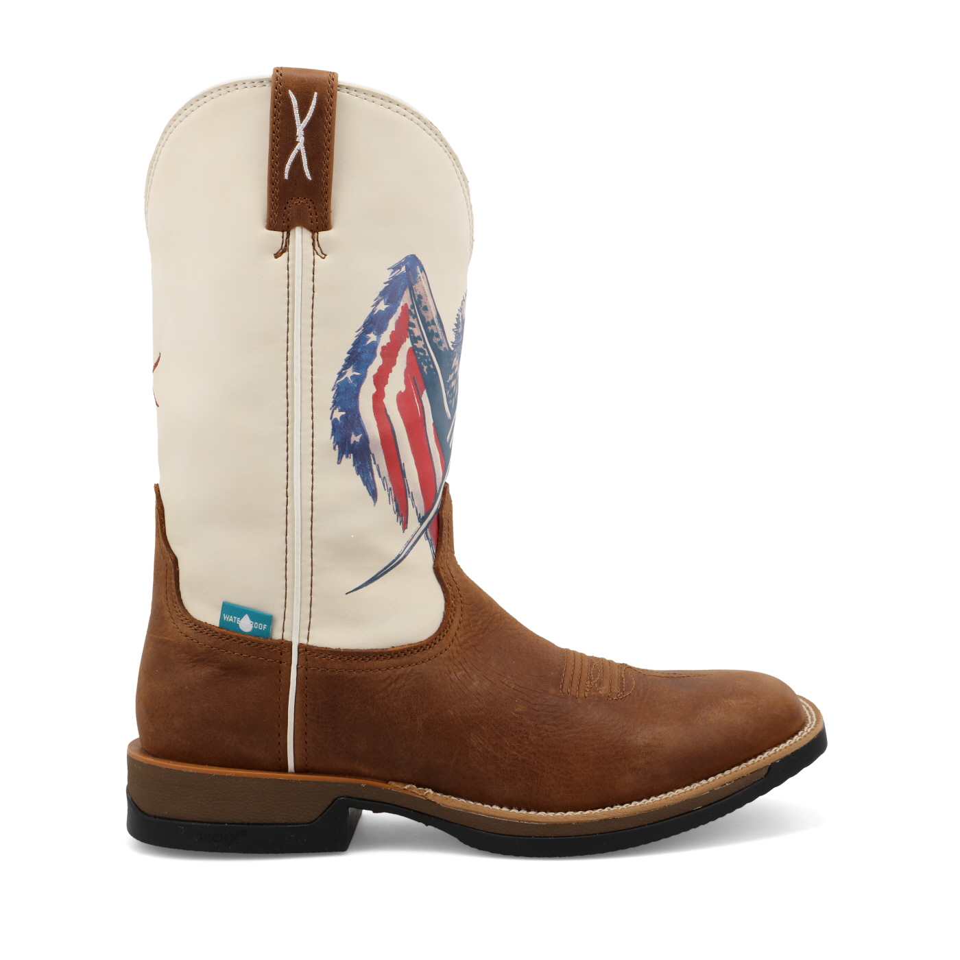 Twisted X Men's Tech X Pecan with Red, White, and Blue Square Toe Boots MXWW002 - Picture 42 of 60