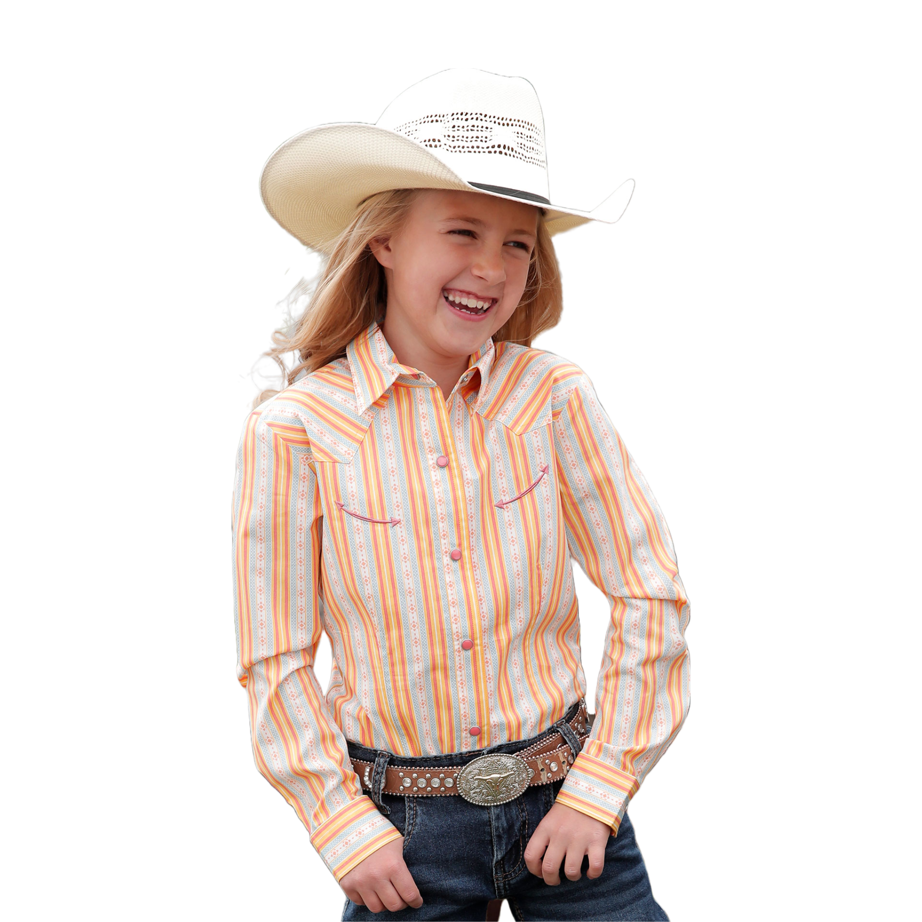 Cinch Youth Girl's Multicolor Print Button Down Shirt