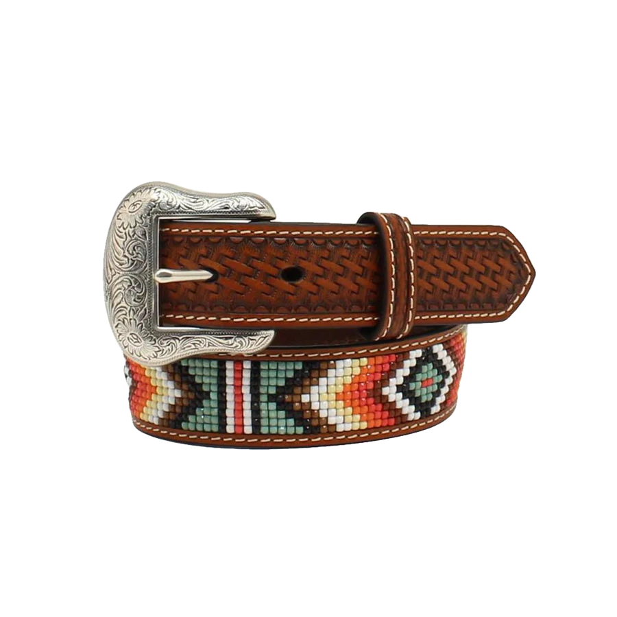 Nocona Men's Basket Weave Diamond Beaded Belt N210004408 - Picture 2 of 9