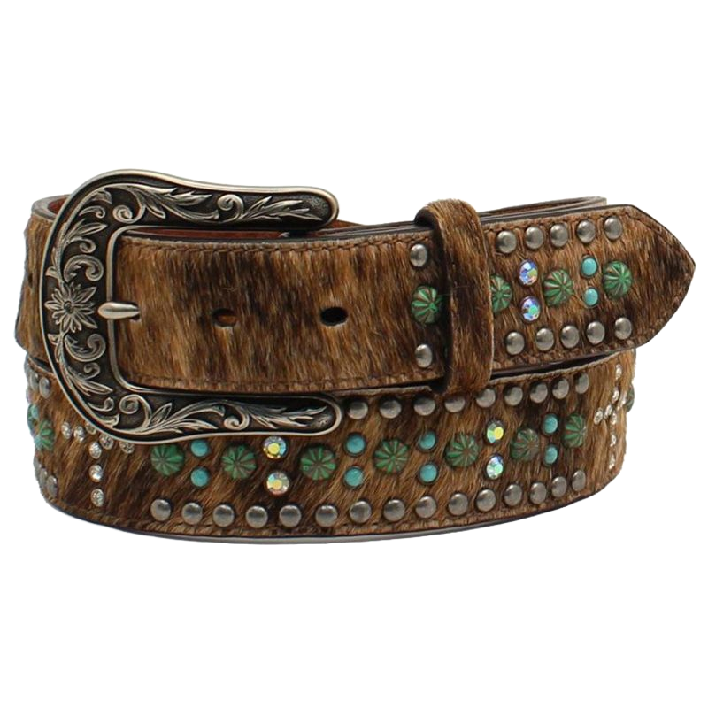 Nocona Ladies Cross Studded Calf Hair Western Belt N320002702 - Picture 2 of 5