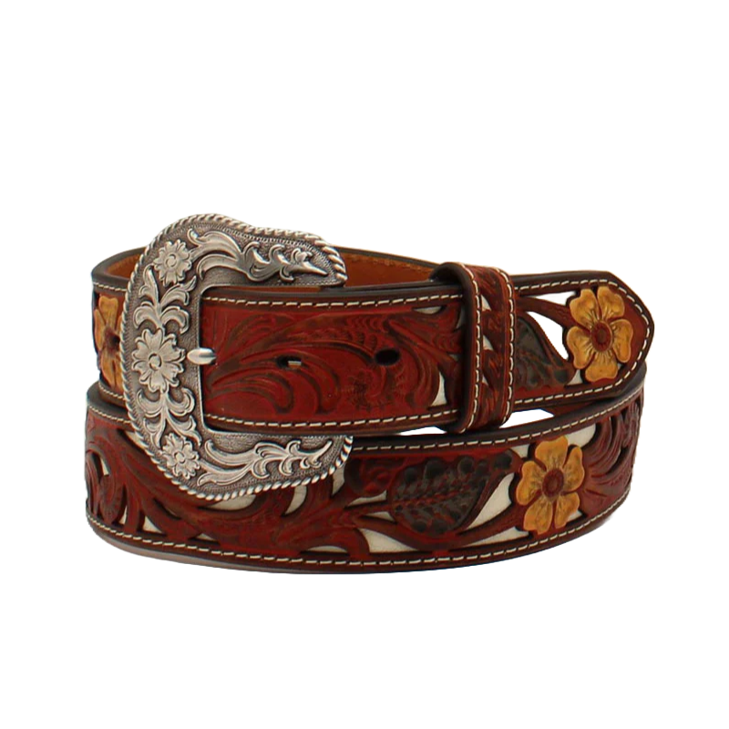 Nocona Damen Westerngürtel braun Blumenprägung Overlay N320003504 - Bild 2 von 5