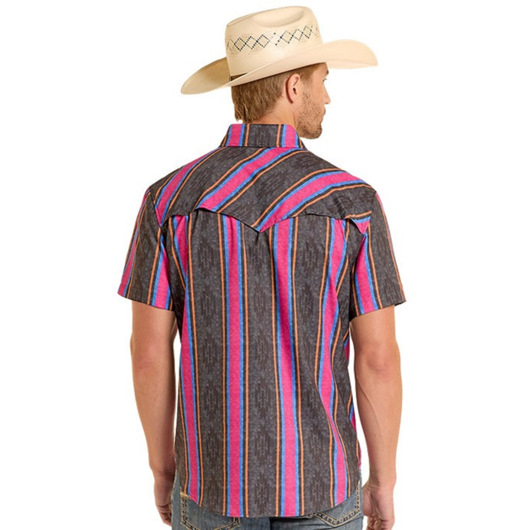 Rock & Roll Denim Men's TEK Ripstop Black Stripes Snap Shirt