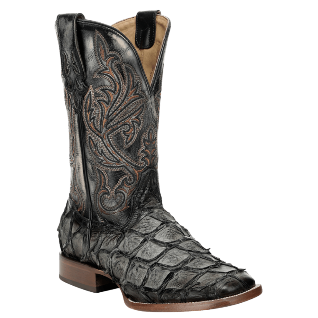 Corral Men's Green Pirarucu Embroidery Square Toe Western Boot