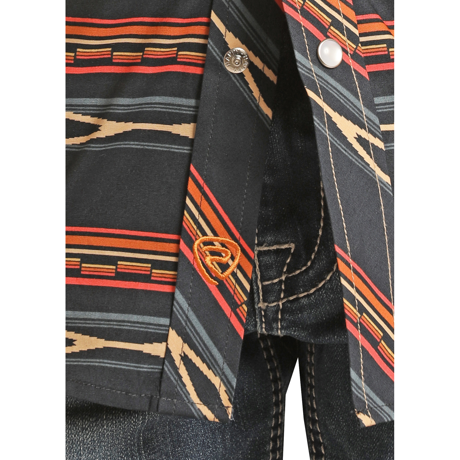 Rock & Roll Cowboy® Youth Boy's Navy Aztec Snap Up Shirt RRBSOSR08U - Picture 4 of 12