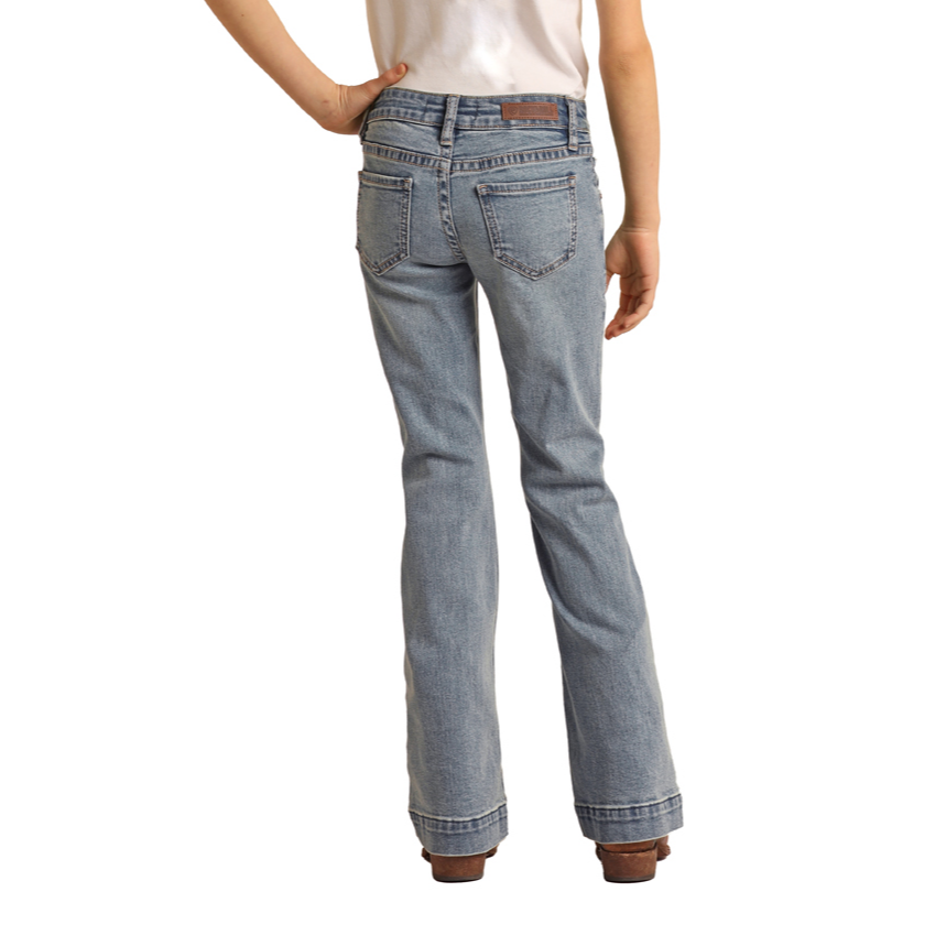 Rock & Roll Cowgirl® Girl's Front Yoke Light Wash Trouser RRGD5MR0G5 - Picture 6 of 30