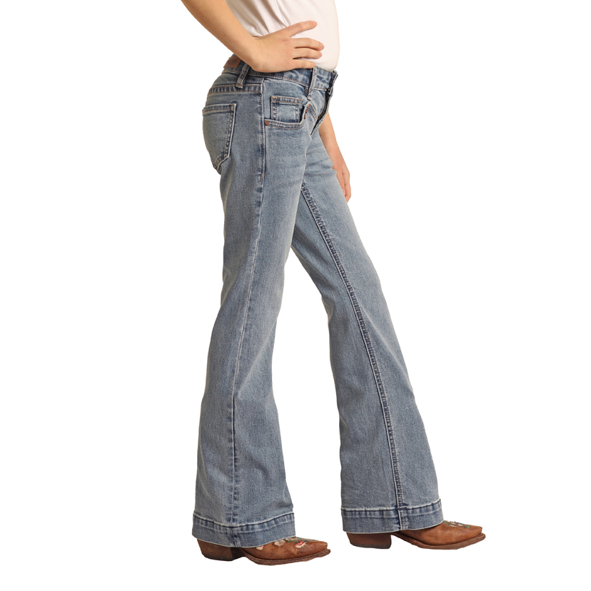 Rock & Roll Cowgirl® Girl's Front Yoke Light Wash Trouser RRGD5MR0G5 - Picture 5 of 30
