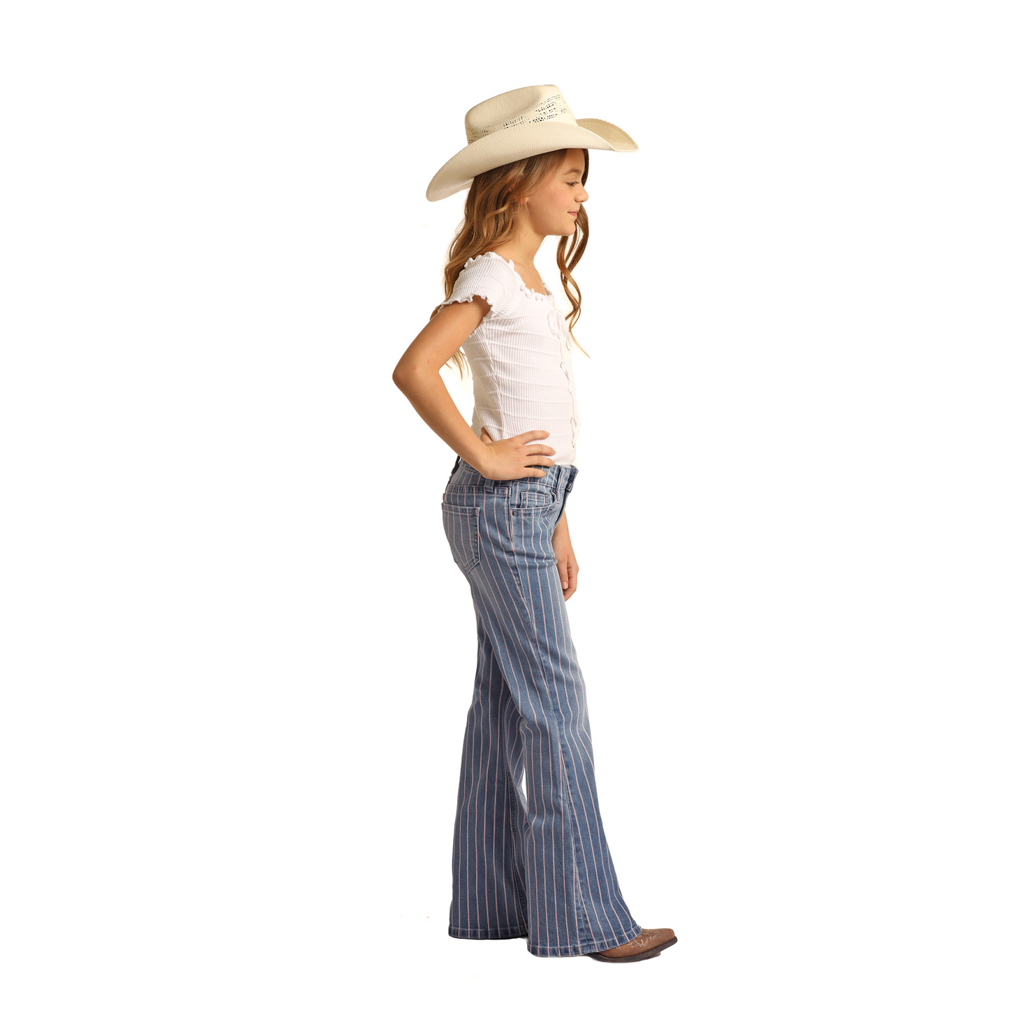 Rock & Roll Denim® Youth Girl's Pinstripe Bootcut Trousers RRGD5MRZSX - Picture 5 of 30