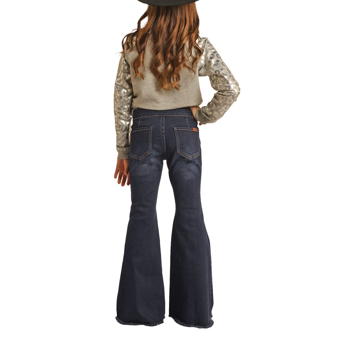 Rock & Roll Denim Girl's High Rise Button Bell Bottom Jeans RRGD7PR0S4