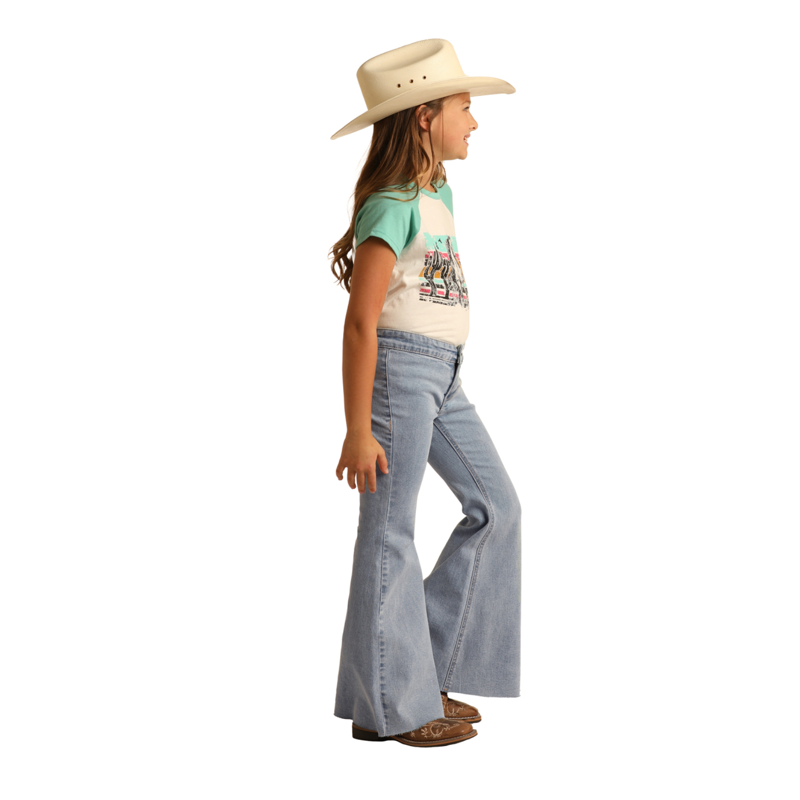 Rock & Roll Denim® Girls Light Wash Bell Bottom Jeans RRGD7PR0SE-204 - Picture 14 of 30