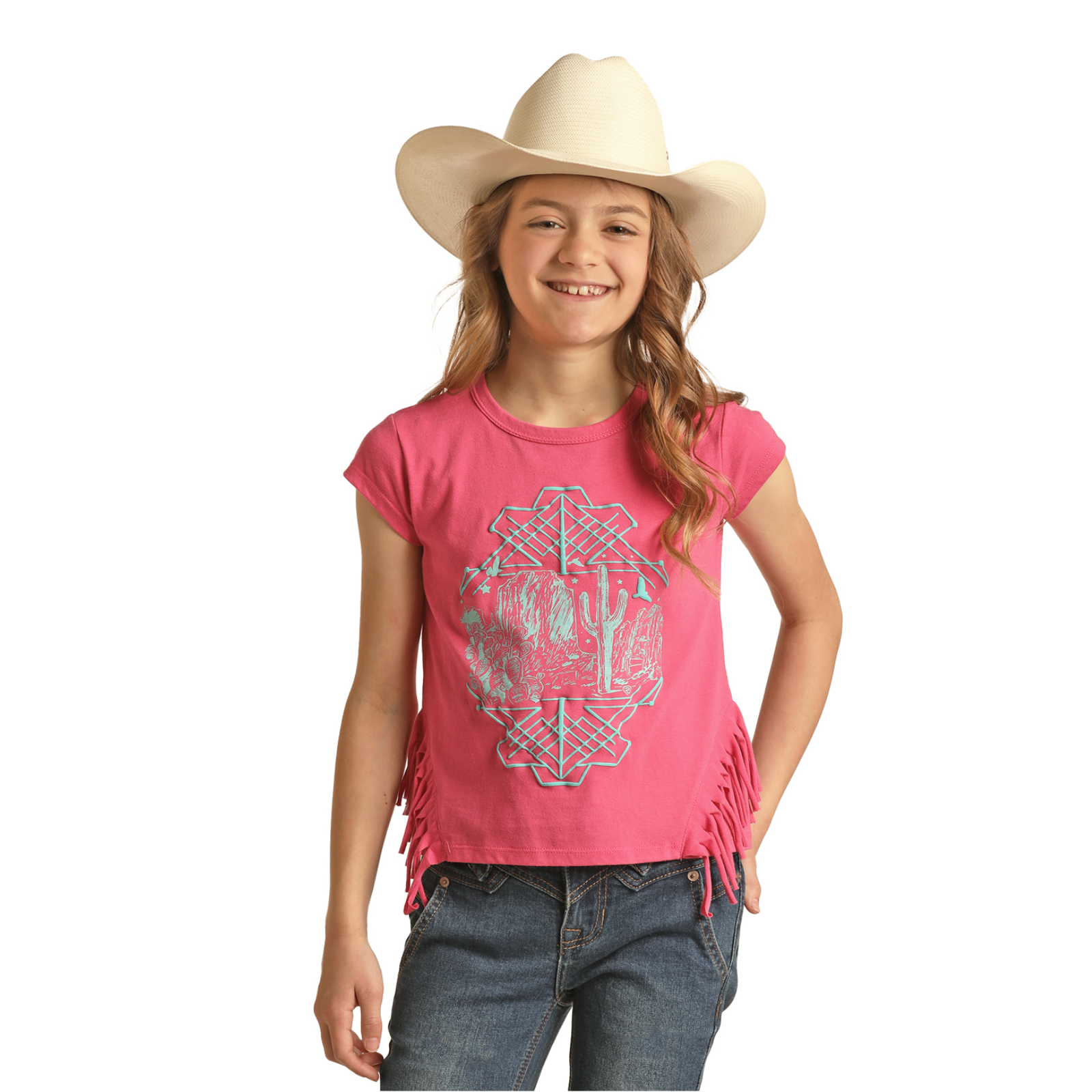 Panhandle® Girl's Pink&Teal Desert Graphic T-Shirt RRGT21R112 - Picture 4 of 21