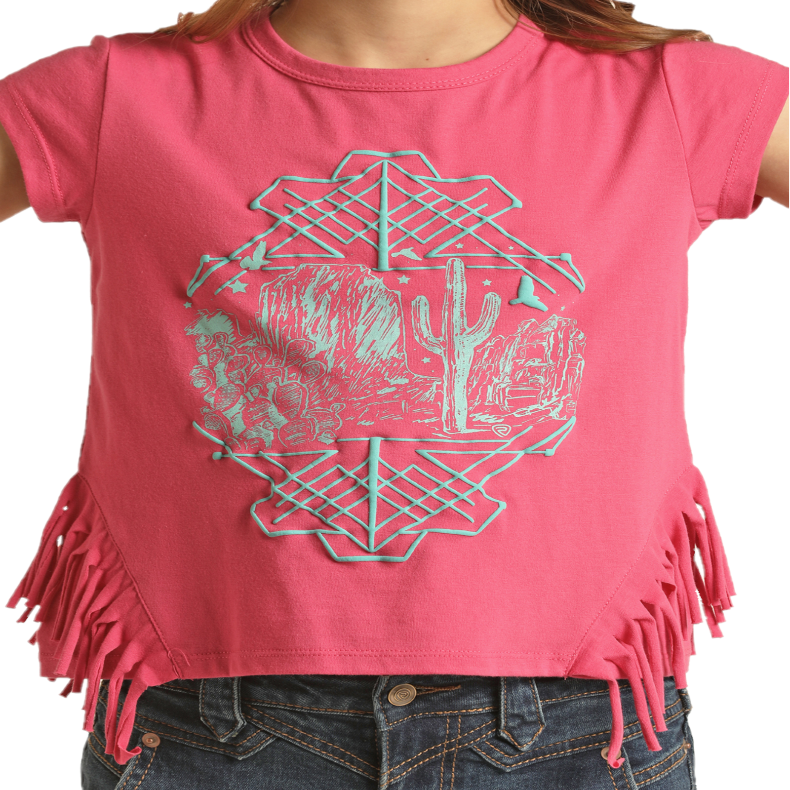 Panhandle® Girl's Pink&Teal Desert Graphic T-Shirt RRGT21R112 - Picture 5 of 21