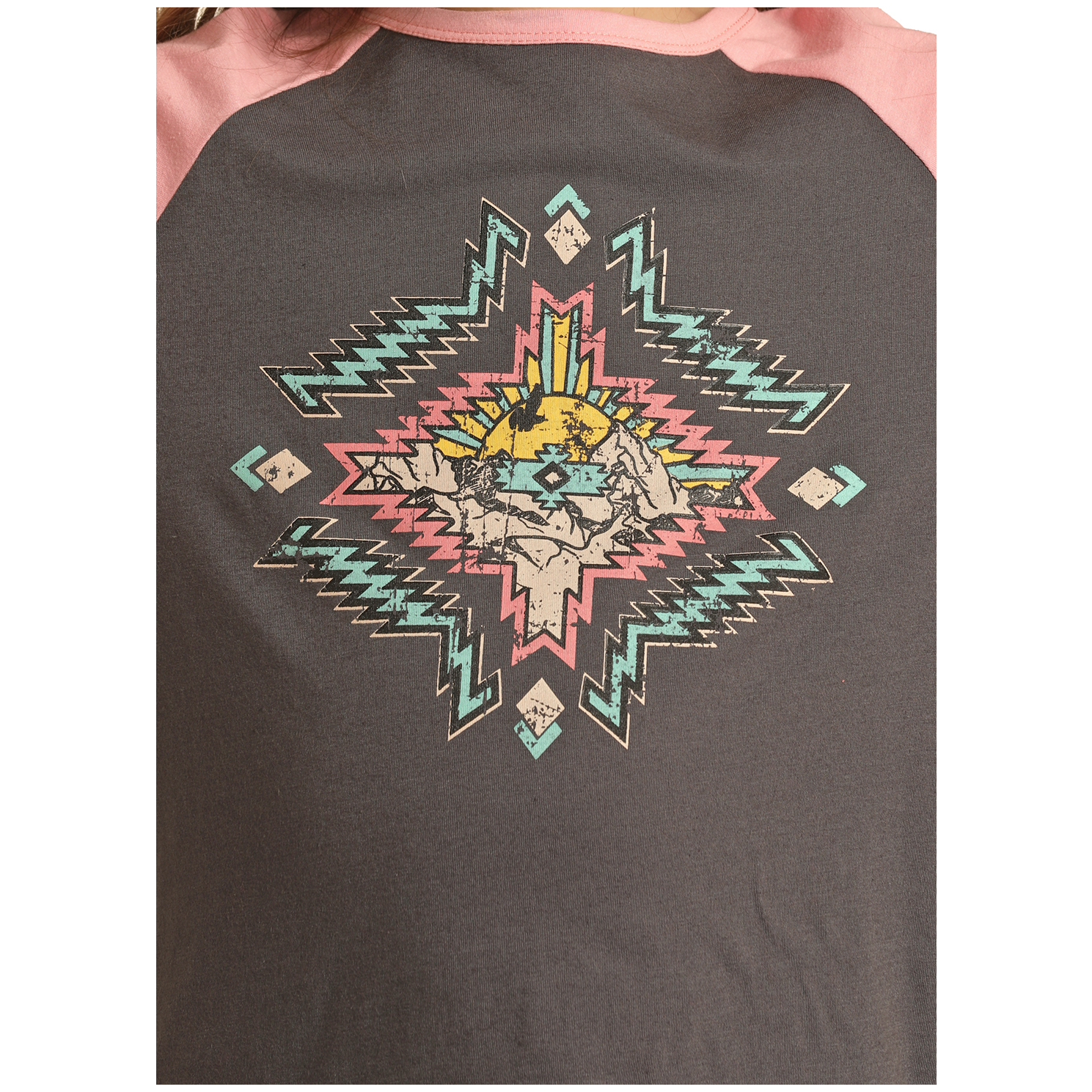 Rock & Roll Cowgirl® Youth Girl's Grey Western Graphic Tee RRGT22R0I8 - Picture 4 of 14