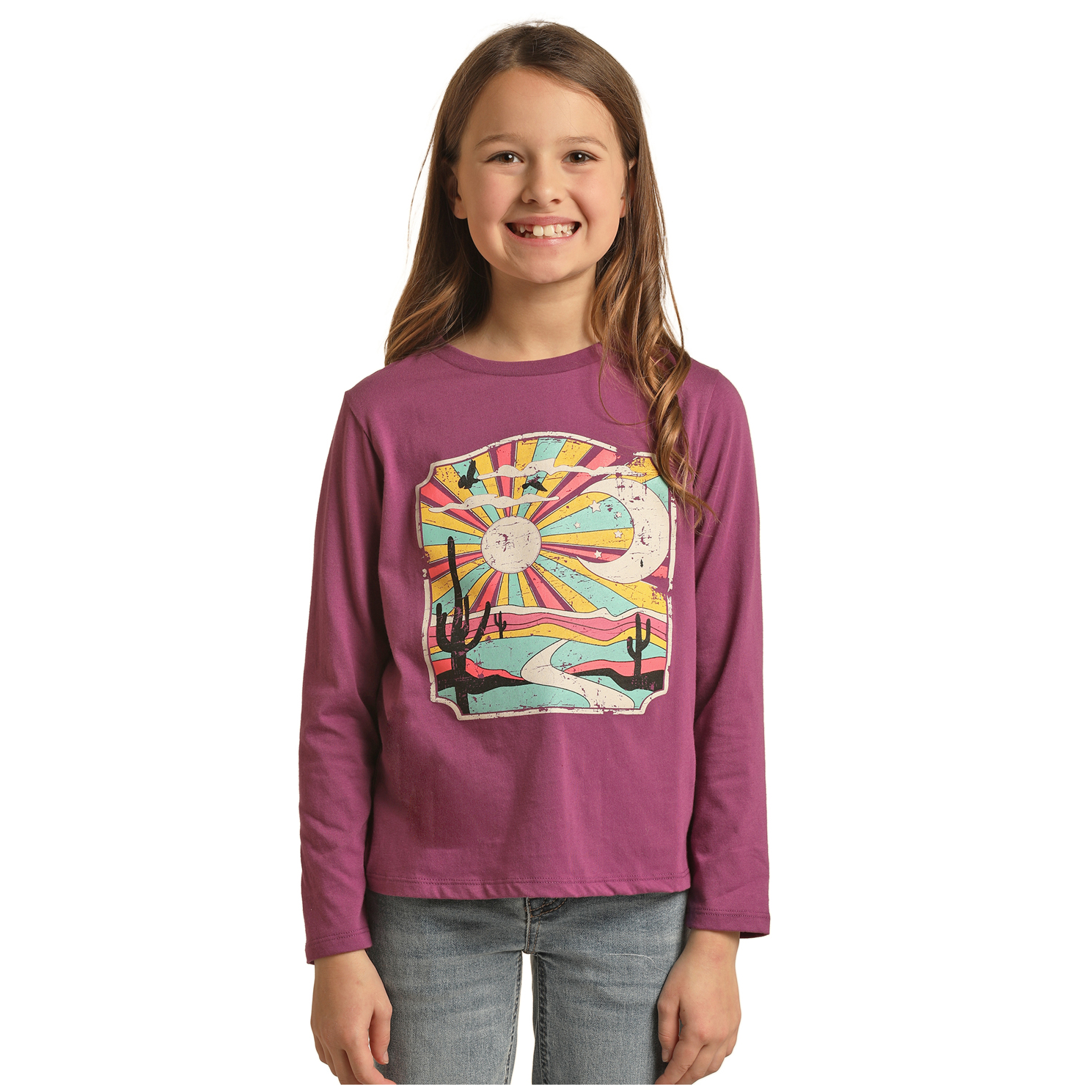 Rock & Roll Cowgirl® Youth Girl's Purple Desert Shirt RRGT22R0IE - Picture 3 of 14