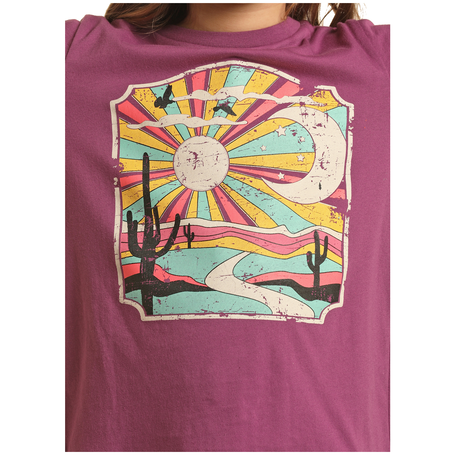 Rock & Roll Cowgirl® Youth Girl's Purple Desert Shirt RRGT22R0IE - Picture 4 of 14