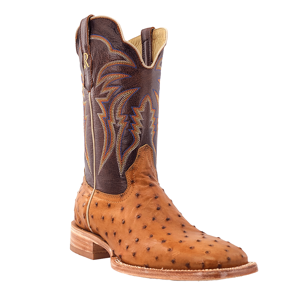 R. Watson Men's Antique Saddle Bruciato Full Quill Ostrich Boots RW4506-2 - Picture 7 of 90