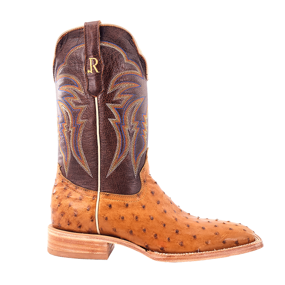 R. Watson Men's Antique Saddle Bruciato Full Quill Ostrich Boots RW4506-2 - Picture 9 of 90