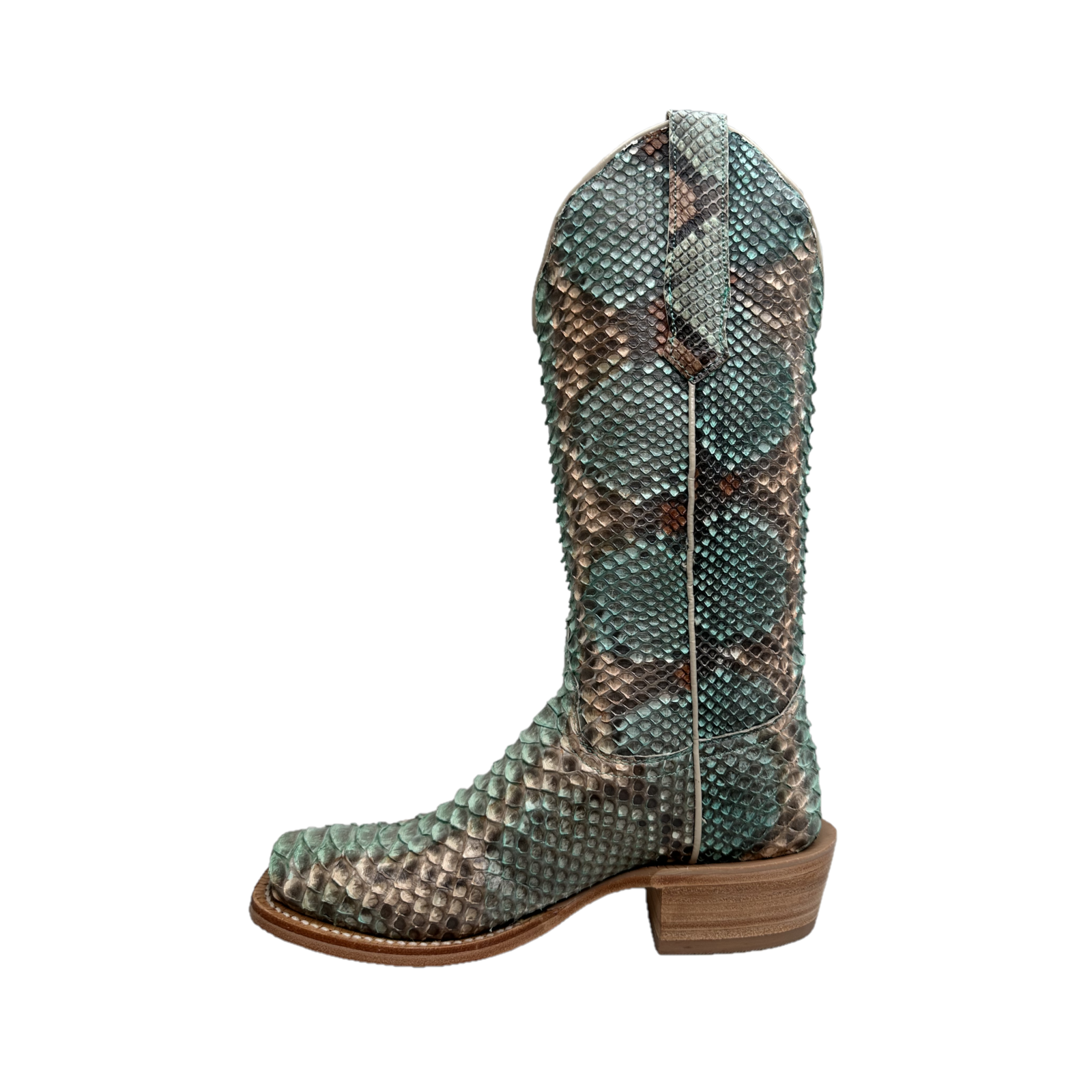 R. Watson Ladies Python Copper & Teal Square toe Boots RWL7204 - Picture 9 of 50