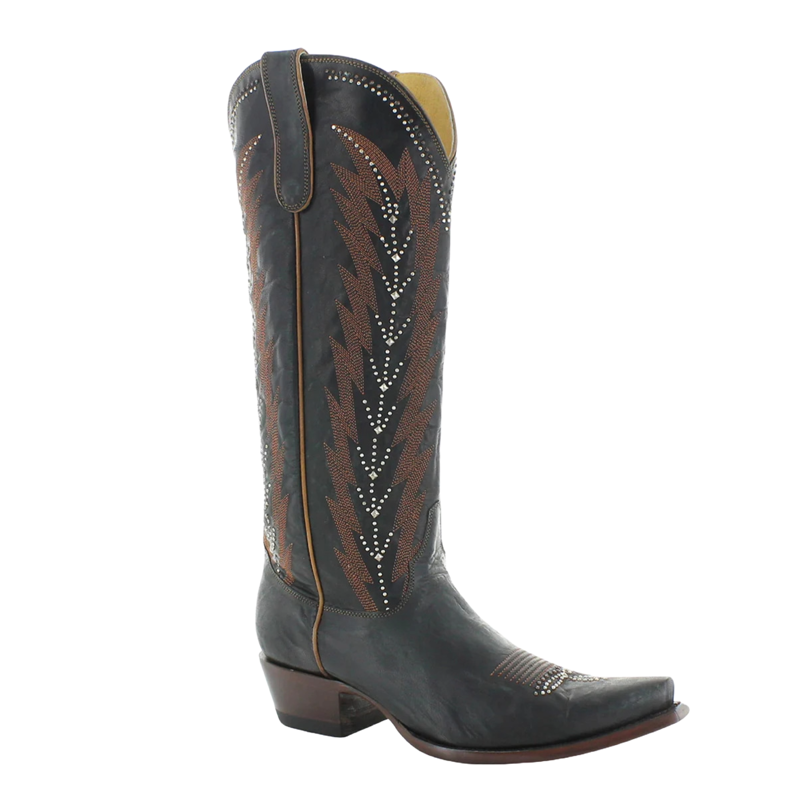 Pre-owned Old Gringo Ladies Karmina Stud Black Snip Toe Western Boots Yl614-2