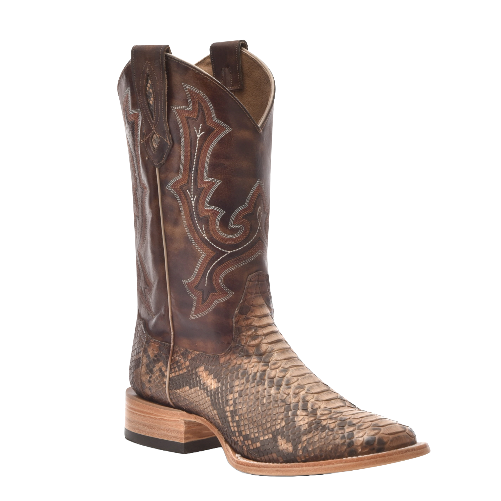 Pre-owned Corral Men's Taupe Python Wide Square Toe Western Boots B5000 In Brown