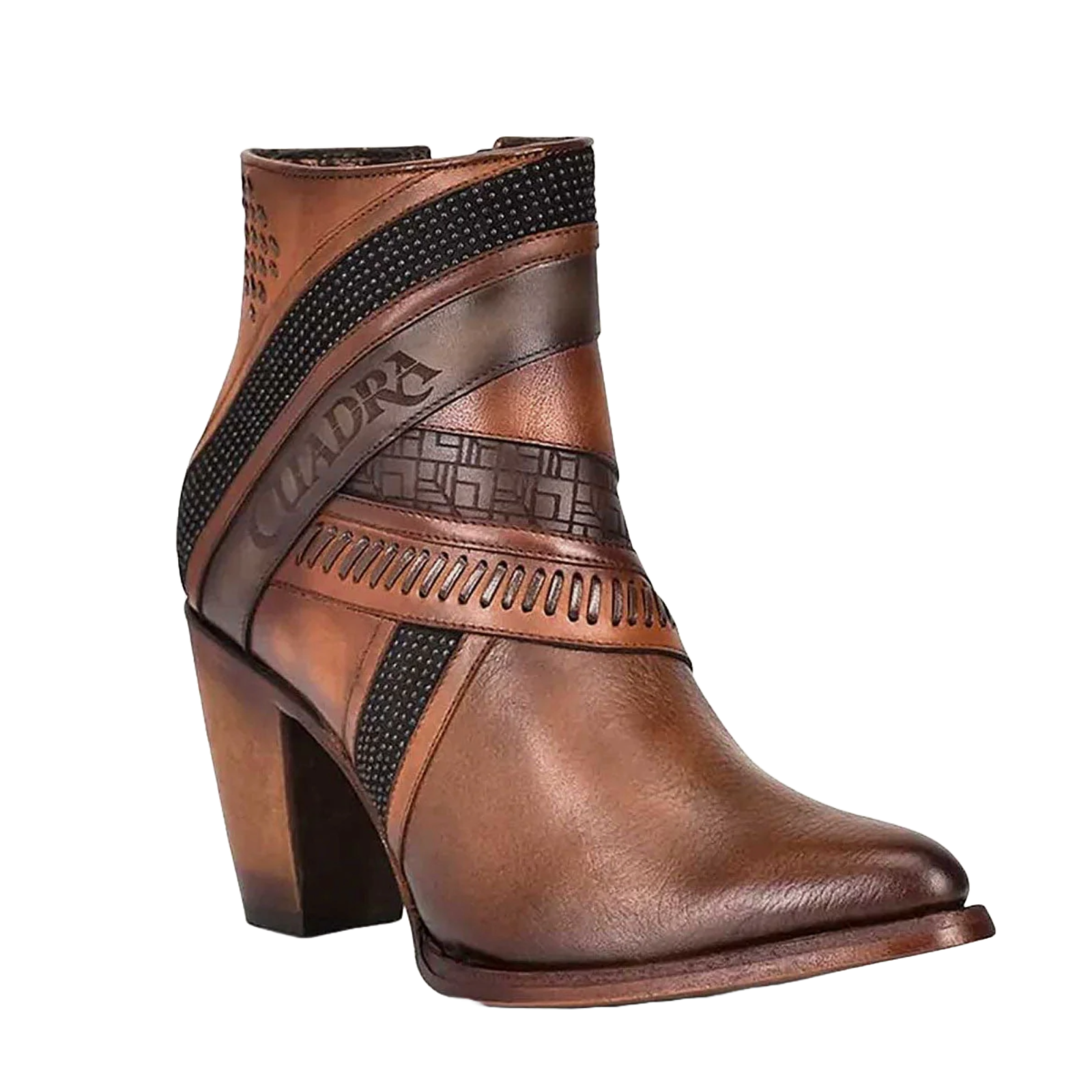 Cuadra Ladies Honey Laser & Woven Round Toe Brown Booties CU619 - Picture 7 of 72