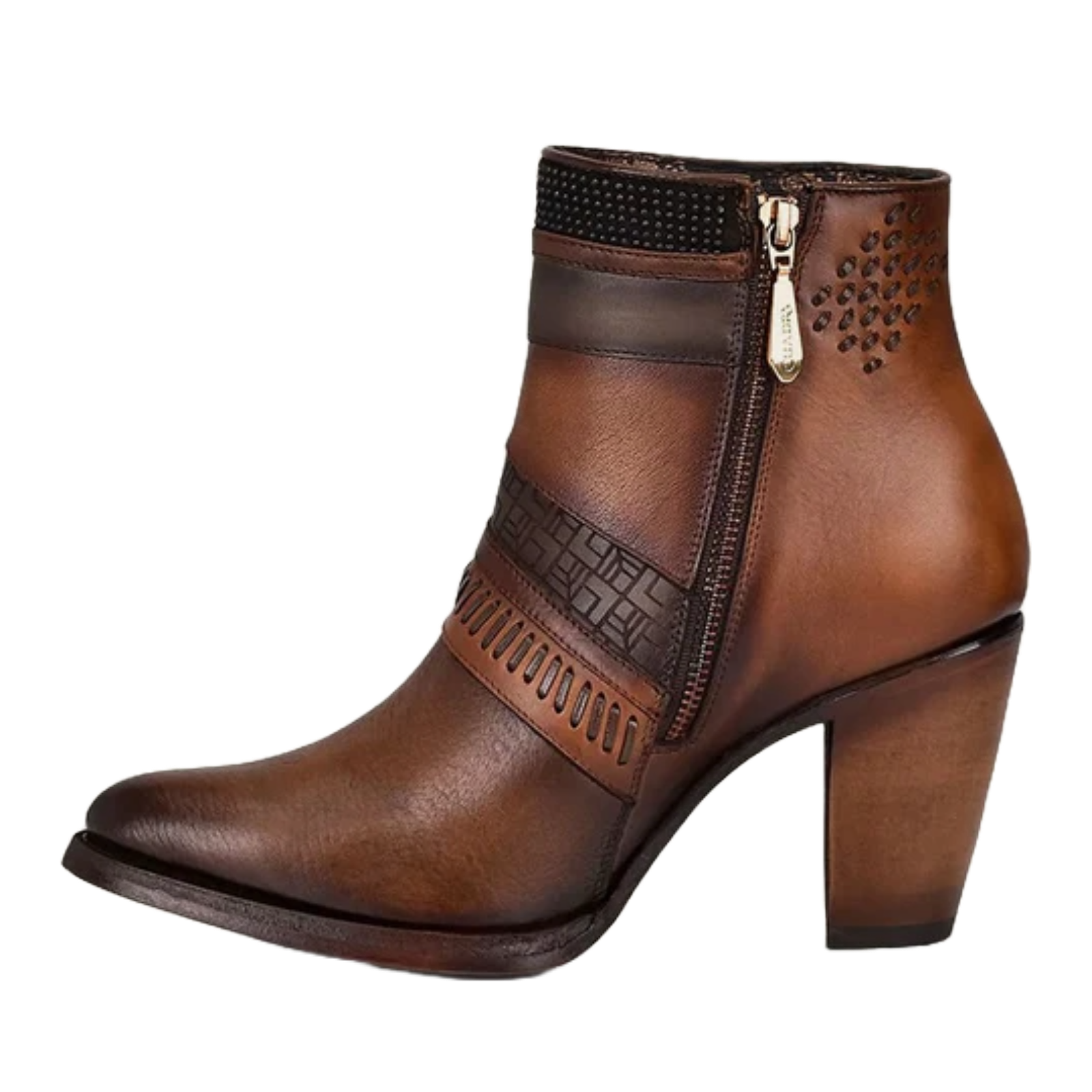 Cuadra Ladies Honey Laser & Woven Round Toe Brown Booties CU619 - Picture 12 of 72