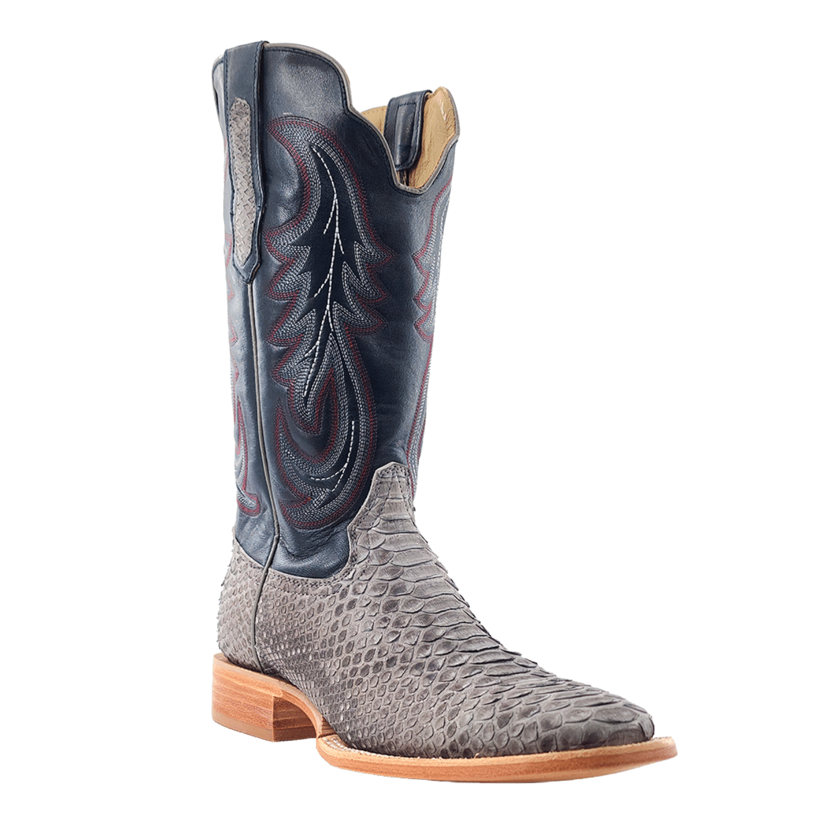 R.Watson Men's Back Cut Grey Sueded Back Cut Python Western Boots