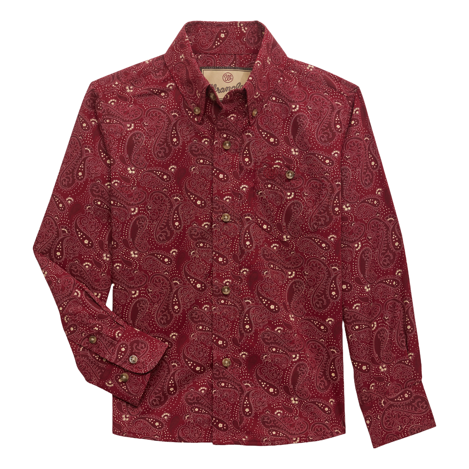 Wrangler Boy's Classic Red Paisley Western Button Down Shirt 112356520 - Picture 2 of 8