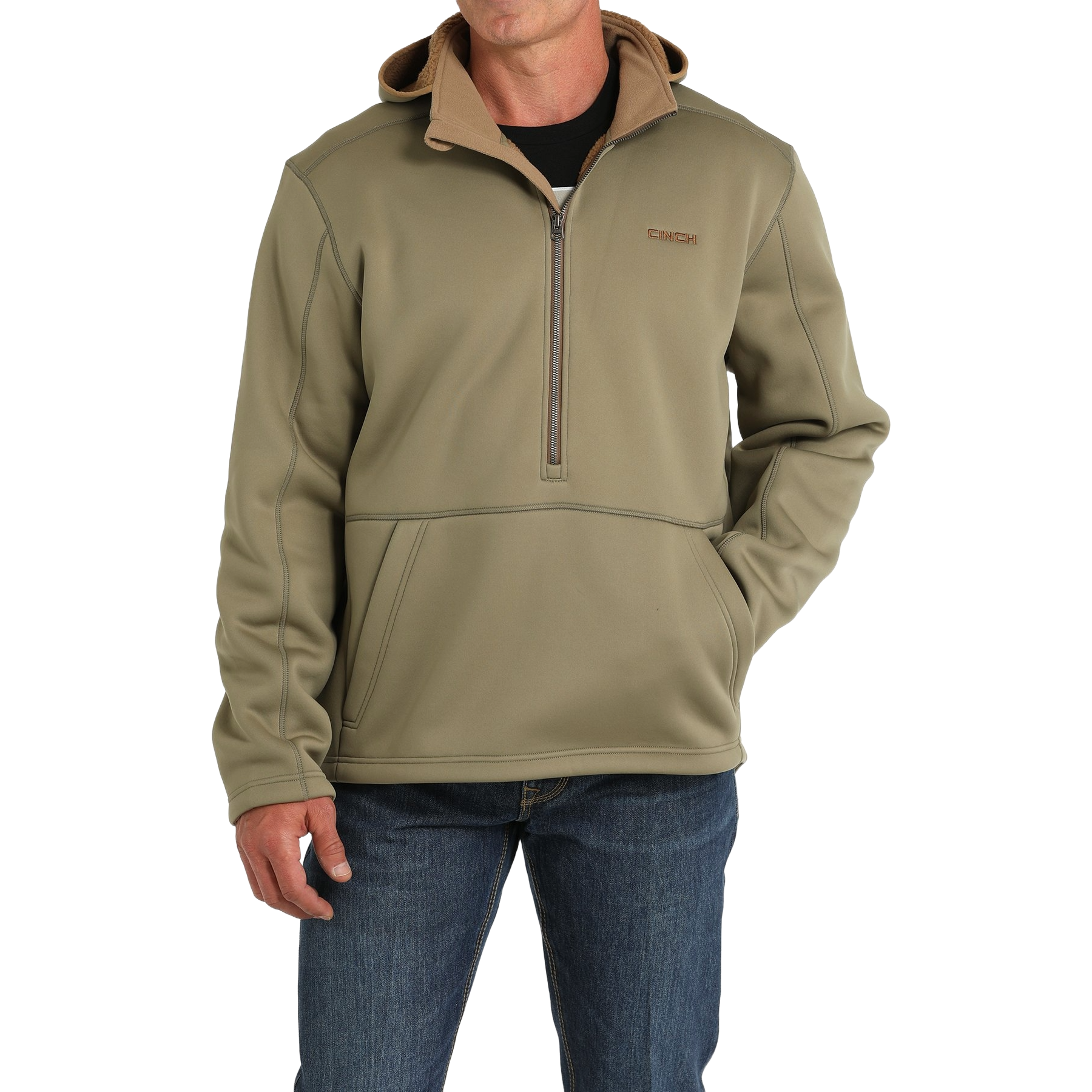 Cinch Men's 1/4 Zip Olive Sherpa Patriarch Hoodie MWJ1915002 | eBay