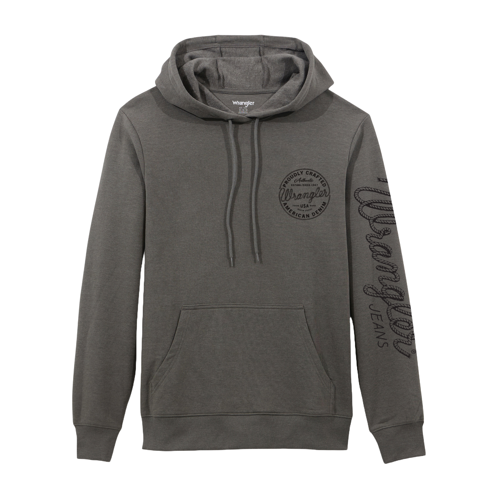 Wrangler Men's Logo Graphic Graphite Grey Pullover Hoodie 112365268 - Picture 3 of 12