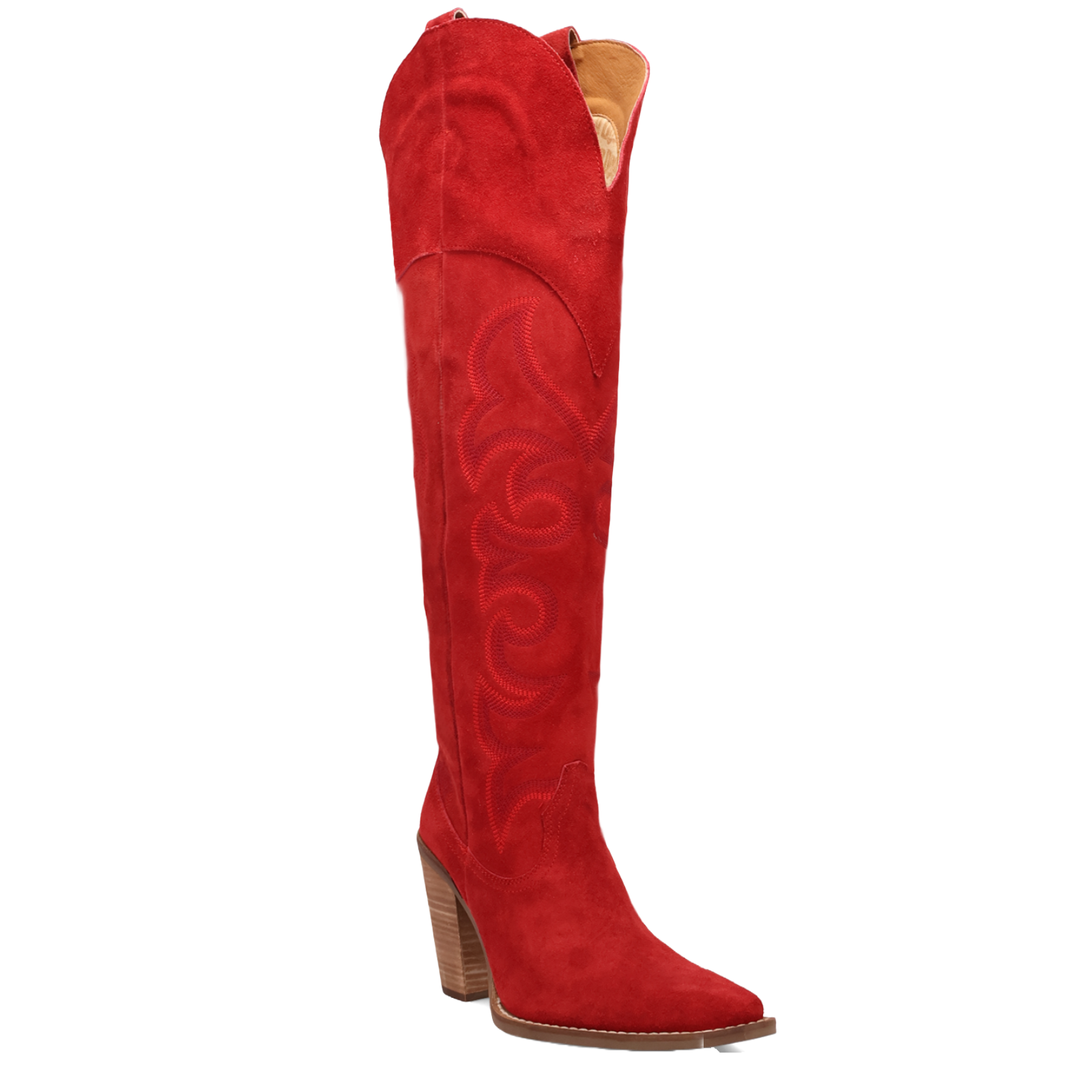 Dingo Ladies Primadonna Suede Snip Toe Red Tall Western Boots DI2190-RD - Picture 6 of 55