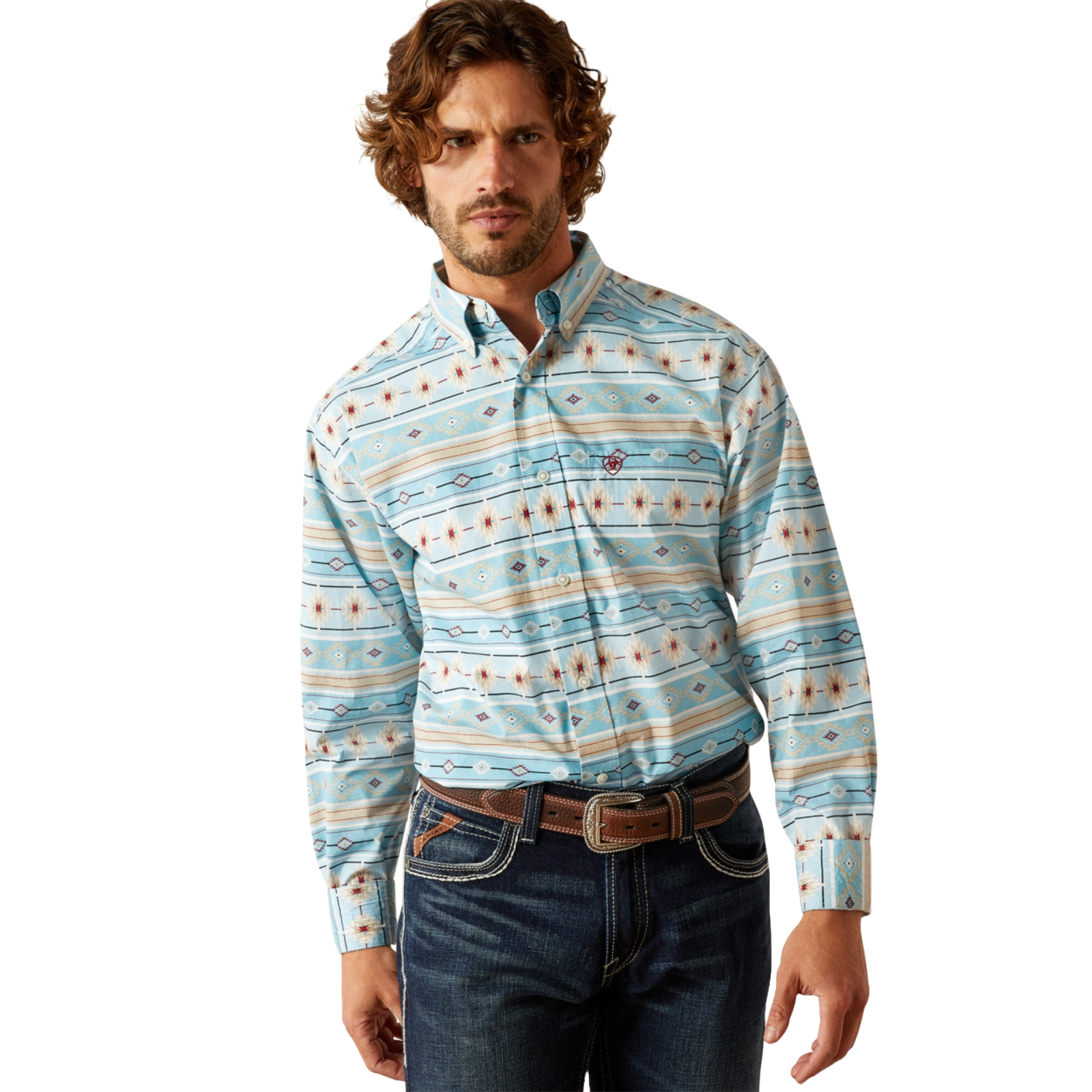 Ariat Men's Gorman Turquoise Classic Fit Button Down Shirt 10054640 - Picture 3 of 22