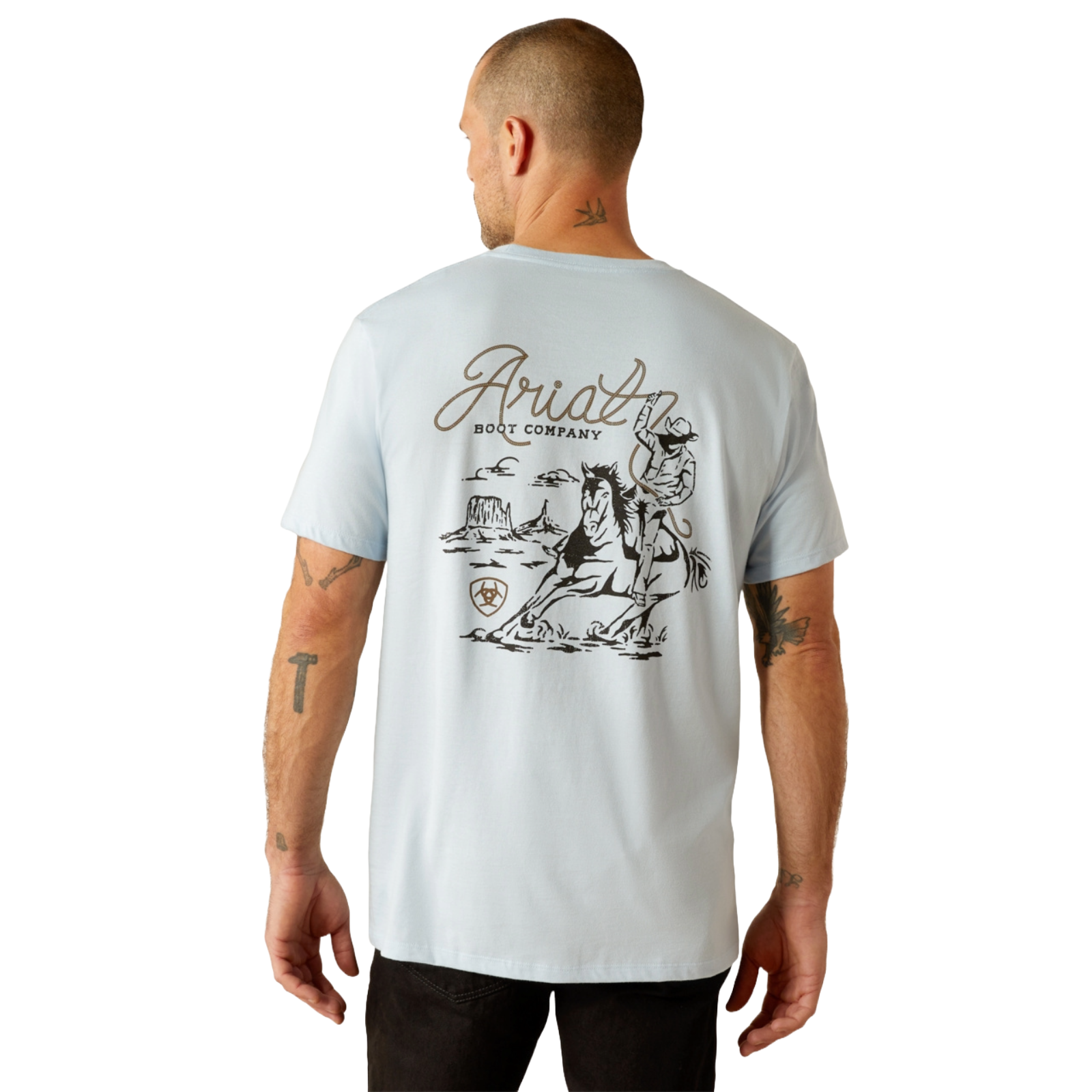 Ariat Men's Cactus Roper Sky Blue Short Sleeve T-Shirt 10054838 - Picture 3 of 14