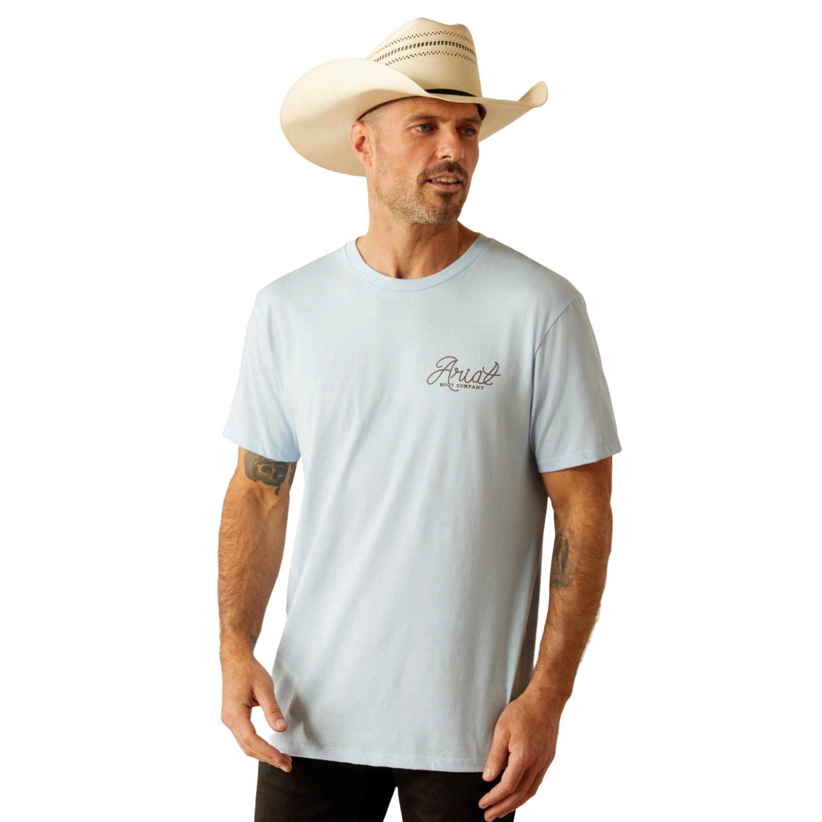Ariat Men's Cactus Roper Sky Blue Short Sleeve T-Shirt 10054838 - Picture 4 of 14