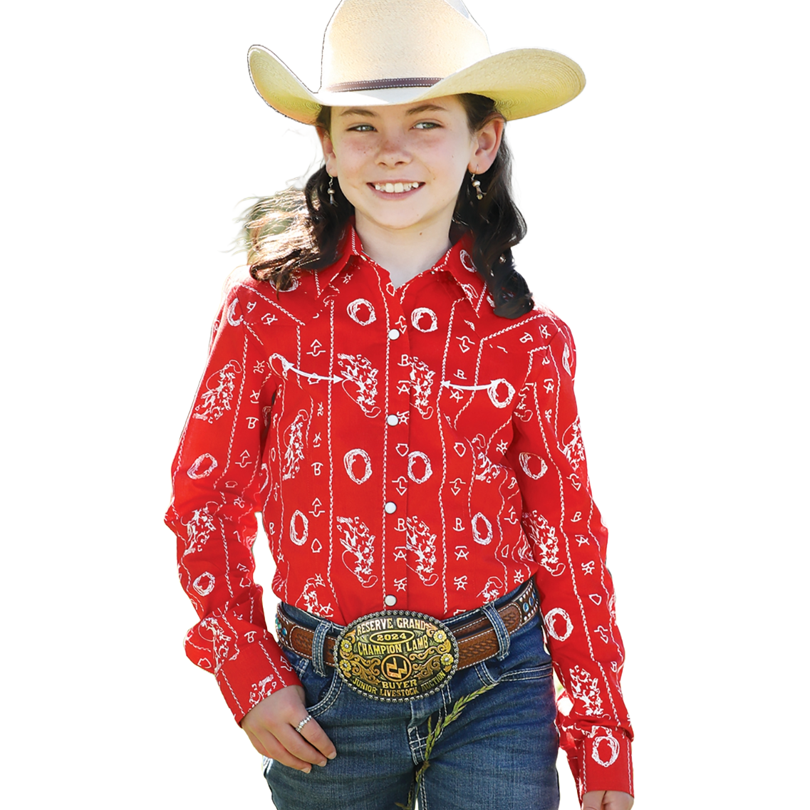 Cruel Denim Girl's Rodeo Graphic Red Western Button Down Shirt CTW3370028 - Picture 2 of 7