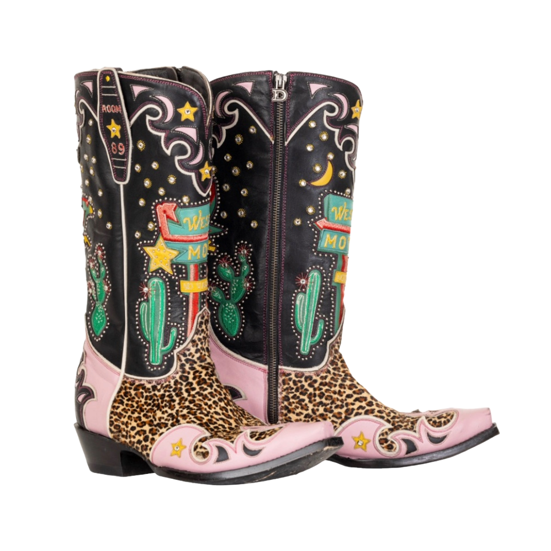 Double D Ranch Ladies Best Western Animal Print Black & Pink Boots DDL1066-1